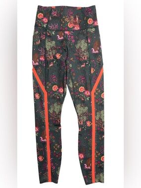 Puma Liberty Floral Leggings in Dark Green and Pink